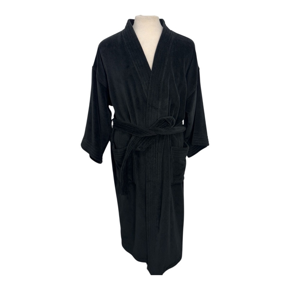 Vintage Lord & Taylor Men's One Size Heavyweight Black Terry House Kimono Robe
